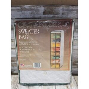 Whitmor Hanging Sweater Bag Organizer 8 Shelf Closet Storage White Green 5318-65